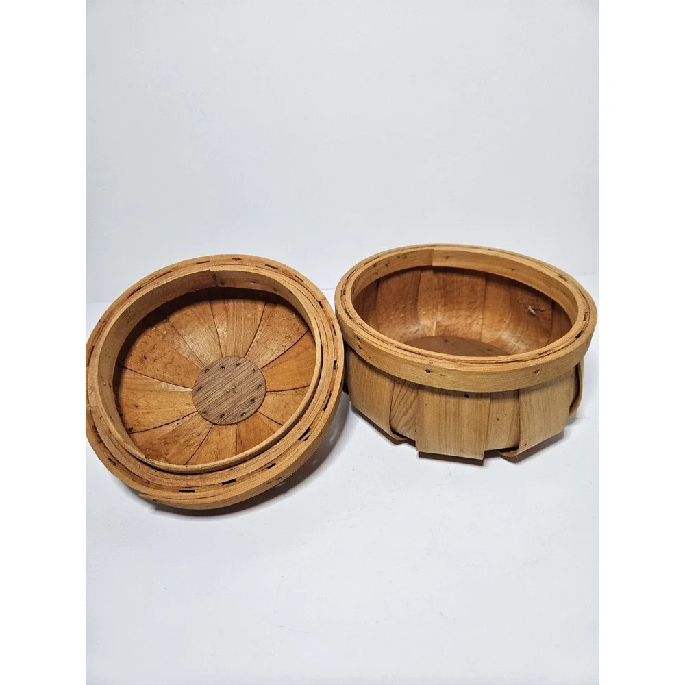 Pumpkin Wooden Bushel Basket with Lid Orange Halloween Fall Decor 6